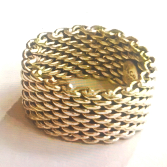 Tiffany & Co. Sterling Silver Somerset Mesh Weave Ring 8.8 Gram Size-7.5 - Picture 1 of 5